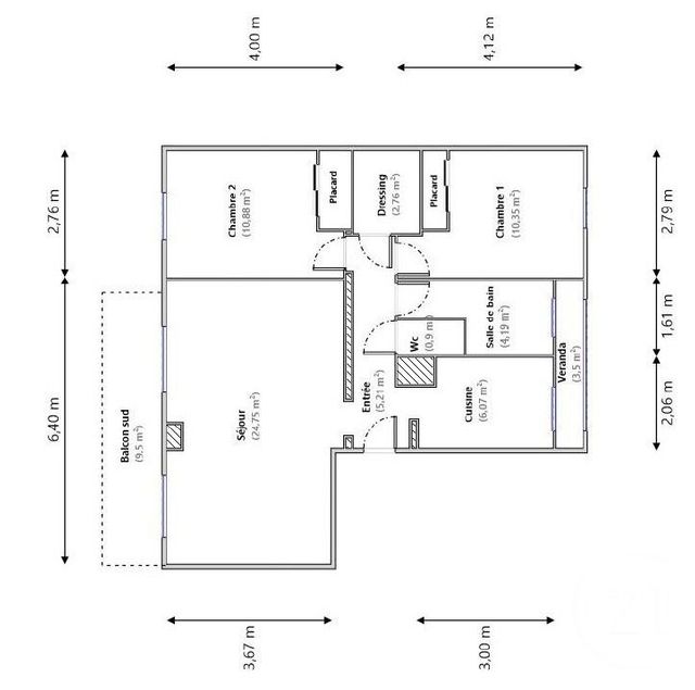 Appartement F3 à vendre - 3 pièces - 65.11 m2 - NICE - 06 - PROVENCE-ALPES-COTE-D-AZUR - Century 21 Villas D'Azur