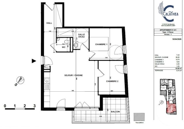 Appartement F3 à vendre - 3 pièces - 63.8 m2 - VILLENEUVE LOUBET - 06 - PROVENCE-ALPES-COTE-D-AZUR - Century 21 Villas D'Azur