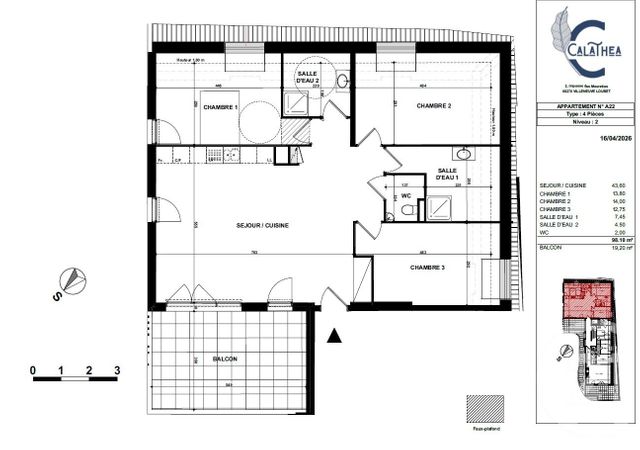 Appartement F4 à vendre - 4 pièces - 98.1 m2 - VILLENEUVE LOUBET - 06 - PROVENCE-ALPES-COTE-D-AZUR - Century 21 Villas D'Azur