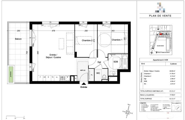 Appartement T3 à vendre - 3 pièces - 65.02 m2 - ST LAURENT DU VAR - 06 - PROVENCE-ALPES-COTE-D-AZUR - Century 21 Villas D'Azur