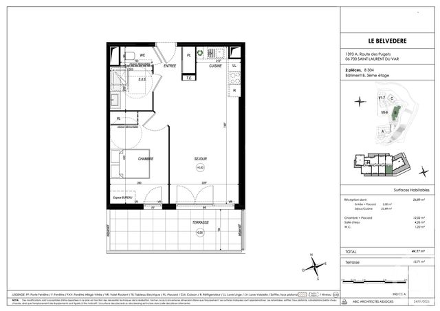 Appartement à vendre - 2 pièces - 44.37 m2 - ST LAURENT DU VAR - 06 - PROVENCE-ALPES-COTE-D-AZUR - Century 21 Villas D'Azur