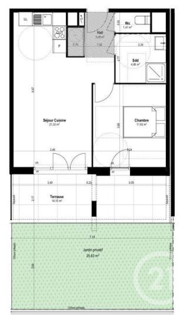 Appartement F2 à vendre - 2 pièces - 44.59 m2 - ST LAURENT DU VAR - 06 - PROVENCE-ALPES-COTE-D-AZUR - Century 21 Villas D'Azur